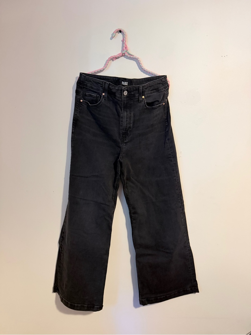 PAIGE Black Wide-Leg High-Rise Jeans